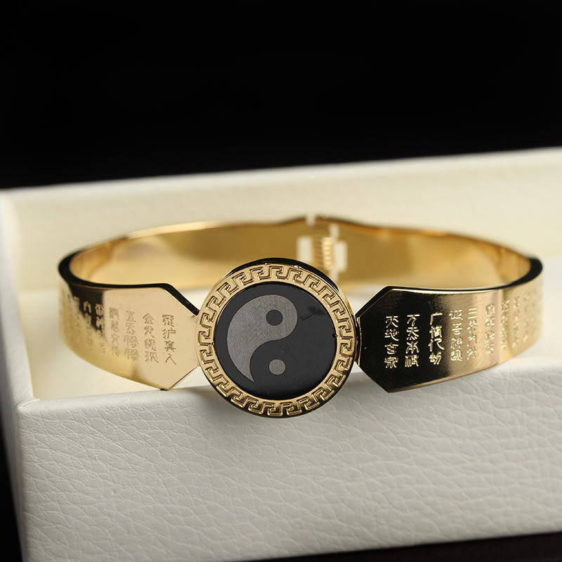 Buddha Stones Yin Yang Lotos Om Mani Padme Hum Mantra Bransoletka Harmonia ze stali tytanowej