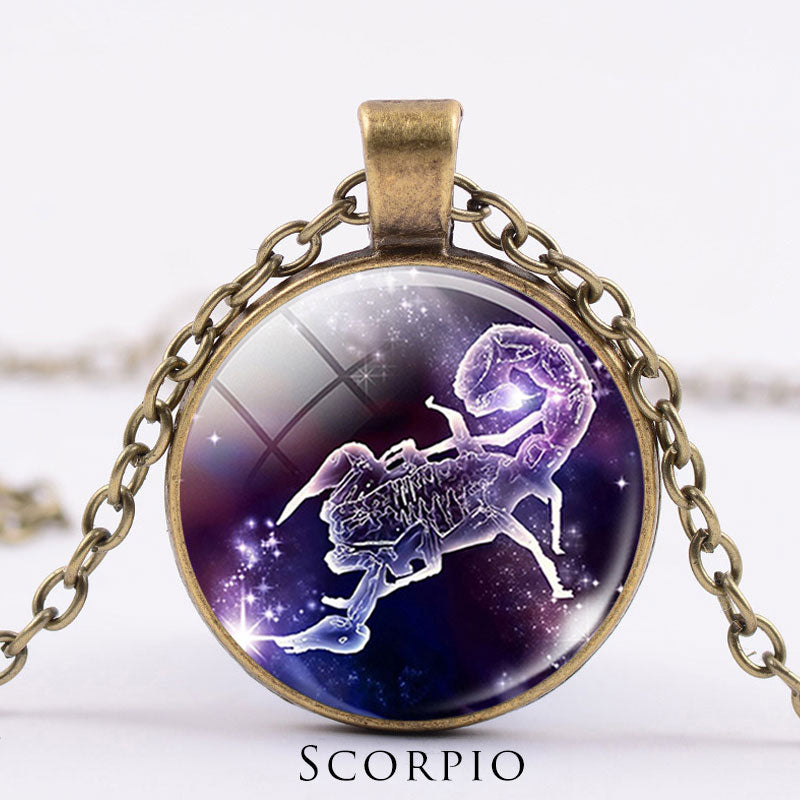 12 konstelacji zodiaku Księżyc Gwiaździste niebo Ochrona Błogosławieństwo Naszyjnik Wisiorek