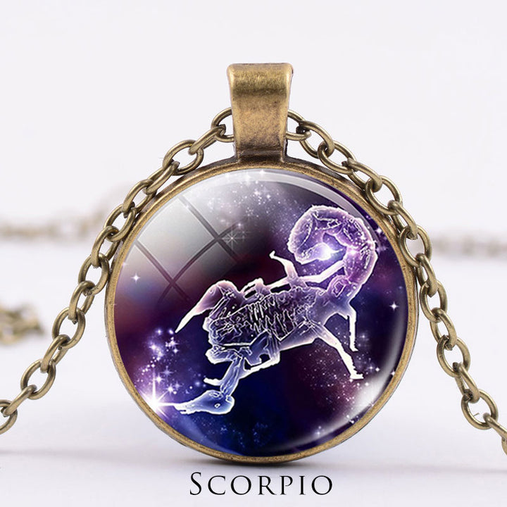12 konstelacji zodiaku Księżyc Gwiaździste niebo Ochrona Błogosławieństwo Naszyjnik Wisiorek
