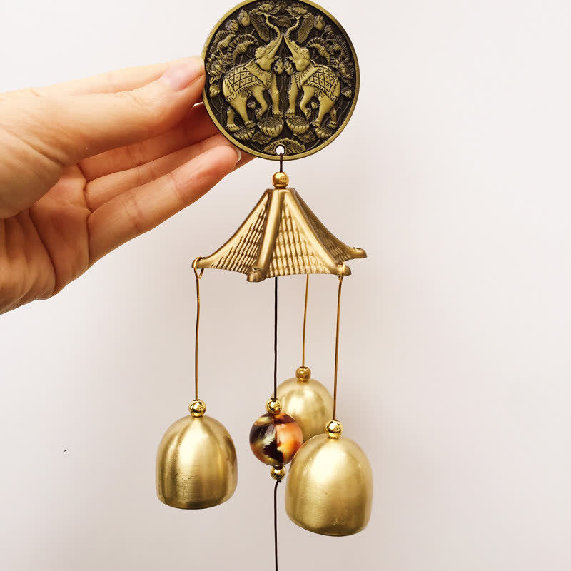 Buddha Stones Błogosławieństwo List Słoń Bagua Pomyślna Moneta Wisząca na Ścianie Dzwonek Ręcznie Robiona Dekoracja Domu