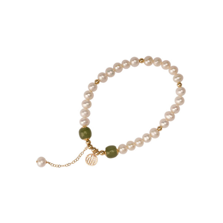 Bransoletka z pereł naturalnych Hetian Jade Happiness Wisdom Bead