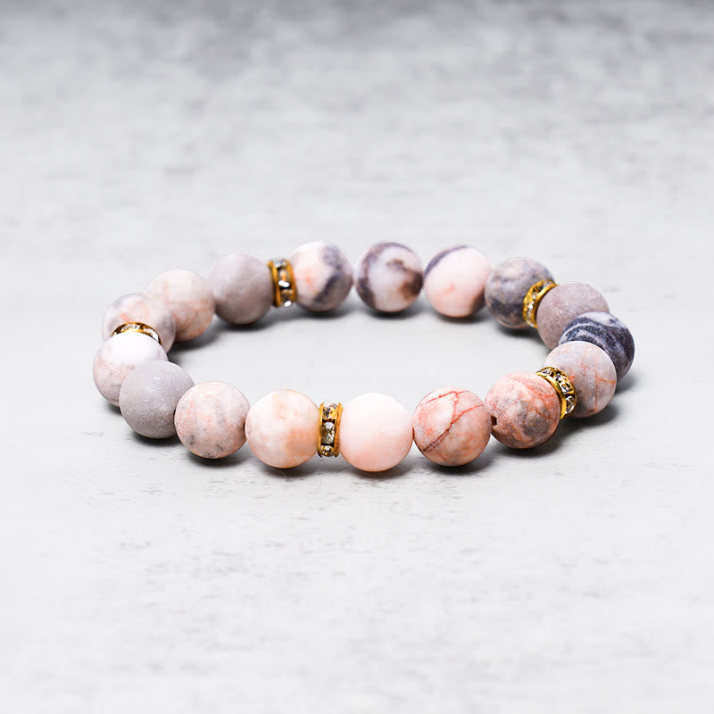 Buddha Stones Lęk Stres Uzdrawiający Kryształ Zebra Jasper Koraliki Bransoletka