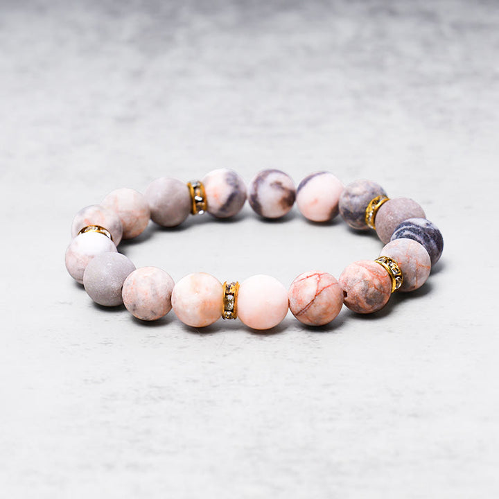 Buddha Stones Lęk Stres Uzdrawiający Kryształ Zebra Jasper Koraliki Bransoletka
