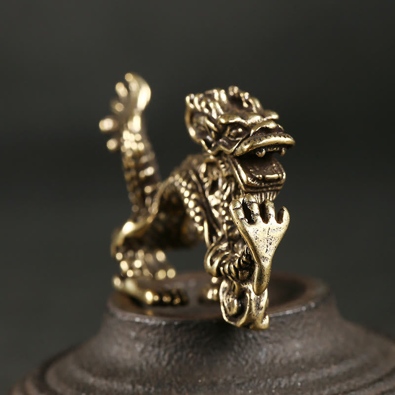 Buddha Stones Rok Smoka Mini Mosiężny Smok Ochrona Szczęścia Dekoracja Domu