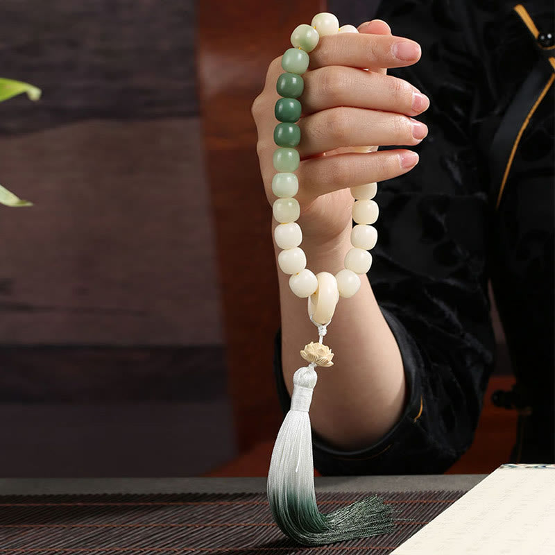 Buddha Stones Naturalny Gradient Bodhi Nasiona Fortuny Pieniądze Worek Lotos Mądrość Tassel Nadgarstek Mala