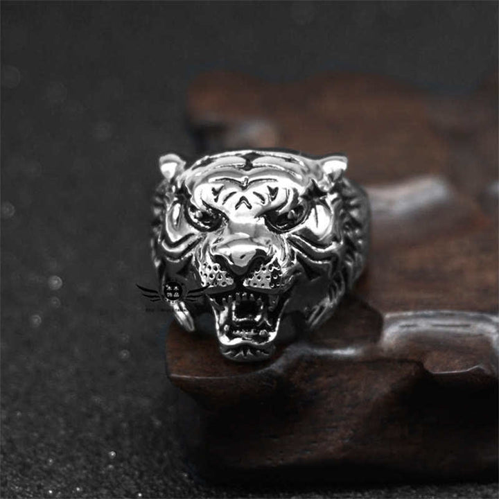 Pierścień męski Animal Tiger Head Titanium Steel Balance Calm Punk Rock Biker