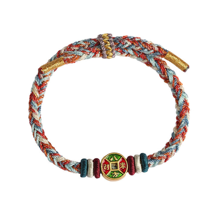 ❗❗❗Wyprzedaż błyskawiczna - Buddha Stones Kolorowa lina Bogactwo pochodzi ze wszystkich kierunków Ręcznie robiona bransoletka na szczęście z ośmioma nitkami węzła pokoju