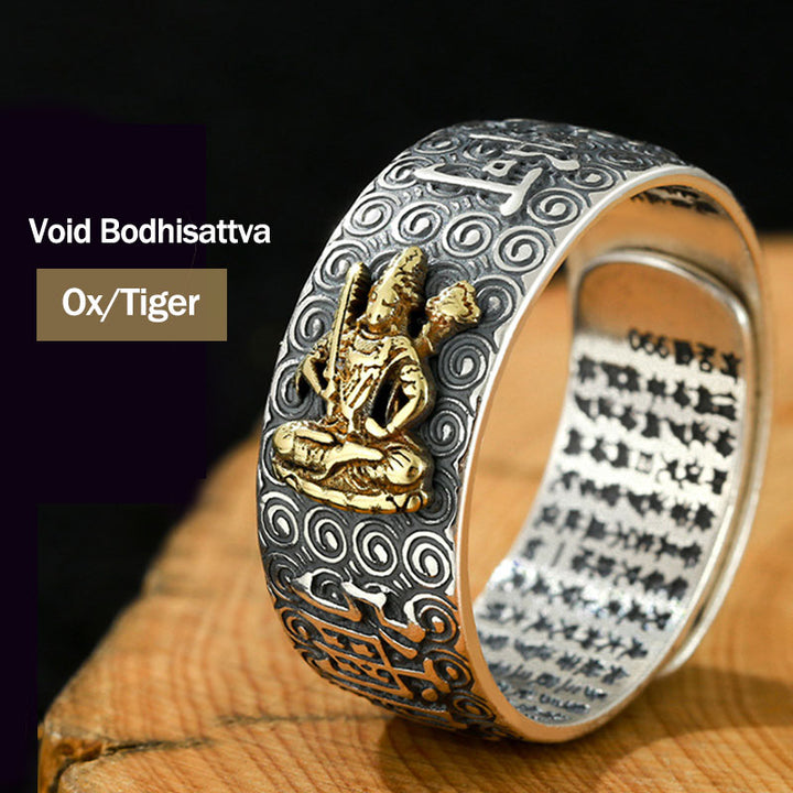 Buddha Stones Chiński Zodiak Natal Budda Bogactwo Szczęście Regulowany Pierścień