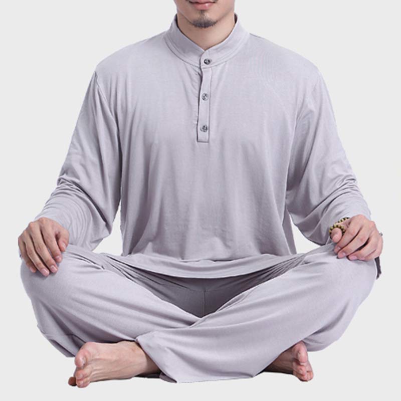 Buddha Stones Medytacja Modlitwa Duchowy Zen Tai Chi Praktyka Joga Odzież Męski Zestaw - image 4