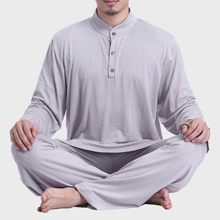 Buddha Stones Medytacja Modlitwa Duchowy Zen Tai Chi Praktyka Joga Odzież Męski Zestaw - image 4