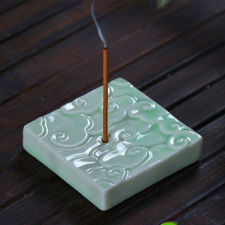 Buddha Stones Mini Pomyślne Chmury Projekt Uzdrawiający Patyk Ceramiczny Mały Kadzielnica Dekoracja