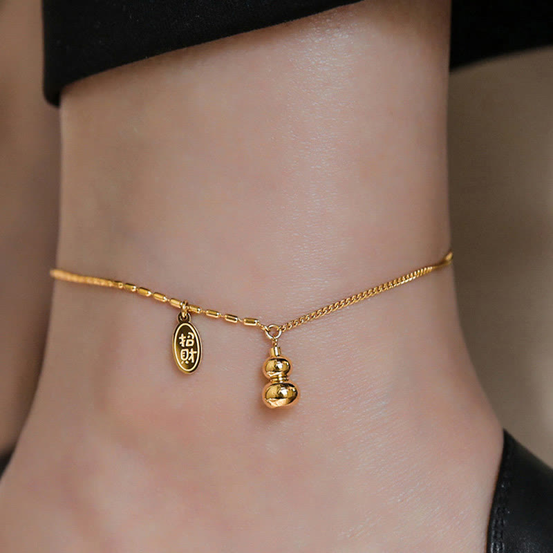 Bransoletka na kostkę Buddha Stones 18k Gold Lucky Gourd Design Wealth Buckle