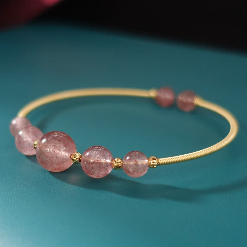 Bransoletka z Buddha Stones Naturalny Kwarc Truskawkowy Miłość Uzdrawiająca Bransoletka Bangle