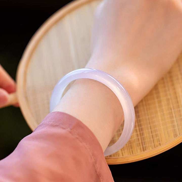 Buddha Stones Naturalne Chalcedon Harmonia Pozytywna Bransoletka Bangle