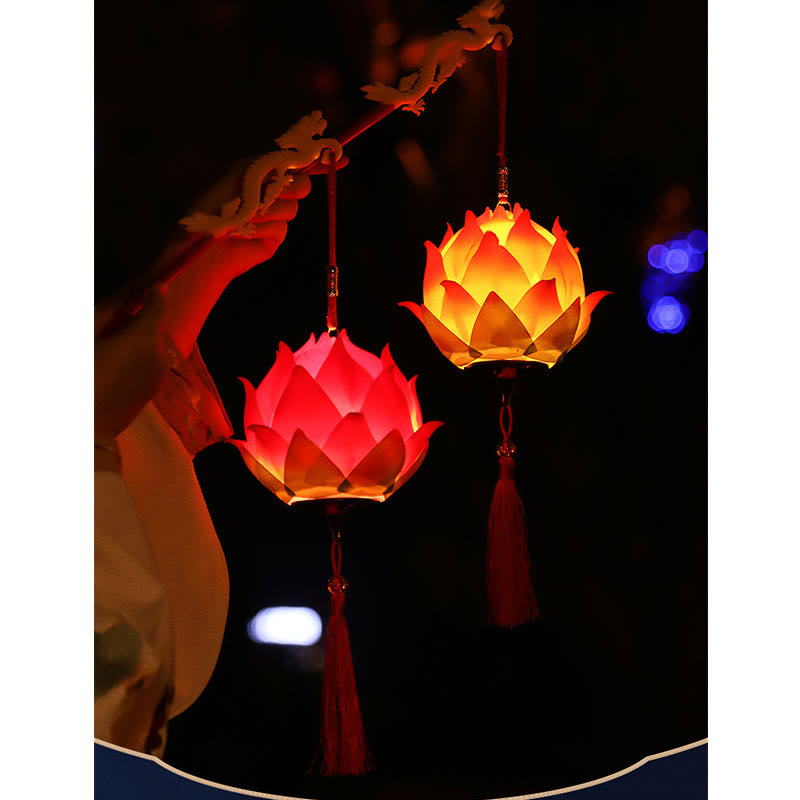 Buddha Stones DIY Kwiat Lotosu Smok Latarnia Lampa Tassel Dekoracja
