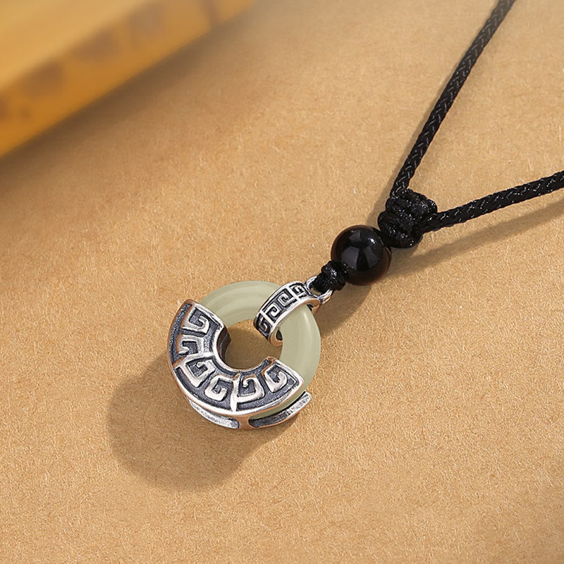 Buddha Stones 925 Srebro Sterling Naturalny Hetian Jade Klamra Pokoju Naszyjnik Wisiorek Dobrobytu