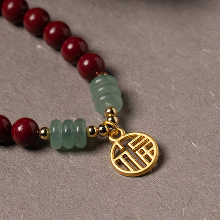 Bransoletka z Buddha Stones Cinnabar Green Aventurine Luck Blessing