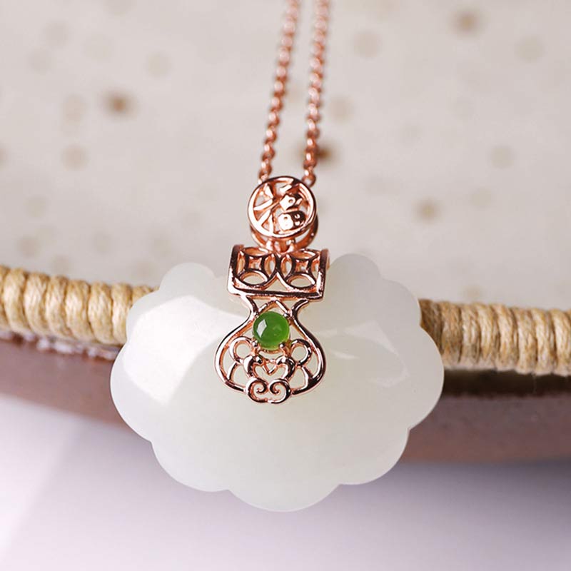 925 Srebro Sterling Biały Jade Błogosławieństwo Szczęście Naszyjnik Łańcuszek Wisiorek