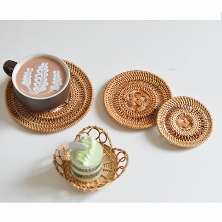 Ceramiczny Kwiatowy Wzór Rattanowy Podkładka Pod Kubek Pod Filiżankę - image 8