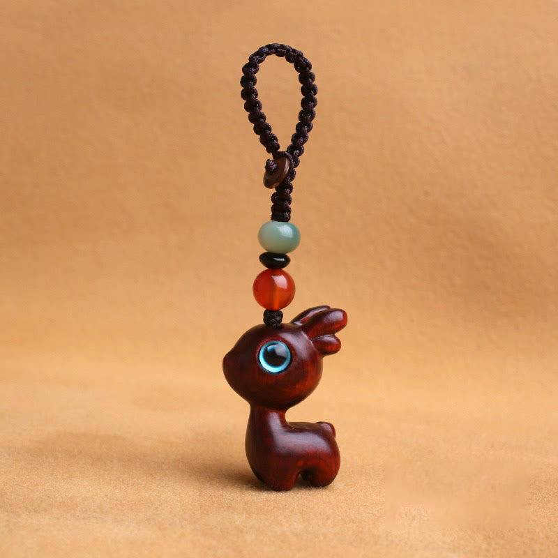 Buddha Stones sandałowe Małe liście Czerwone drzewo sandałowe Drewno hebanowe Zielone drzewo sandałowe Szczęśliwy mini jeleń Rzeźbiony Ochrona Brelok Telefon Wiszący Dekoracja