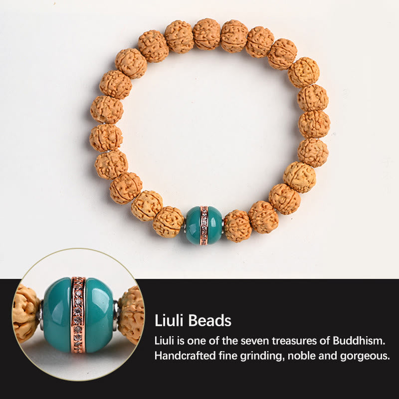 Buddha Stones Tybet Rudraksha Bodhi Seed Bransoletka Bogactwa Pomyślności