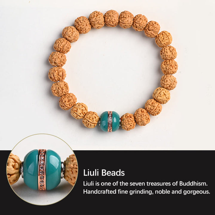 Buddha Stones Tybet Rudraksha Bodhi Seed Bransoletka Bogactwa Pomyślności