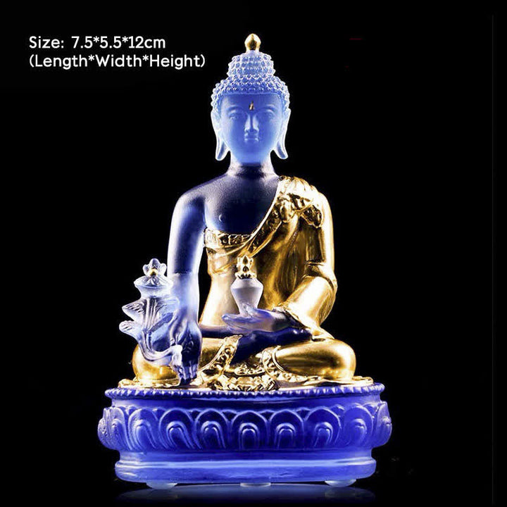 Buddha Stones Medycyna Budda Ręcznie Robiony Kryształ Liuli Dzieło Sztuki Współczucia Statua Ofiarowania Dekoracji Domu Biuro