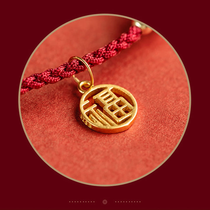 Buddha Stones 925 Srebro Sterlingowe Dobra Fortuna Fu Charakter Agat Perła Czerwony Sznurek Bransoletka Warkocz