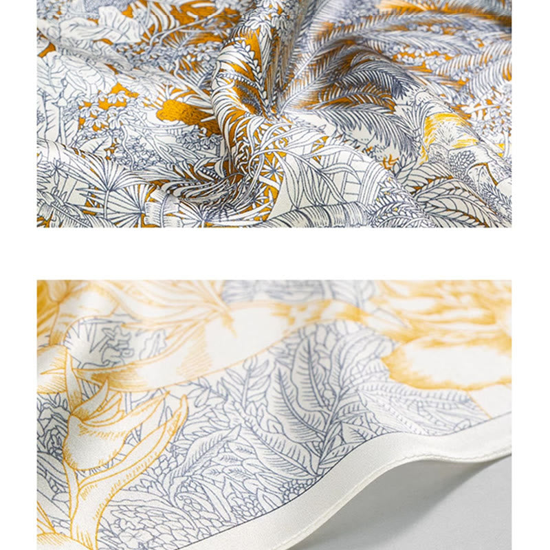 Kamienie Buddha Stones Dżungla Olej Malarstwo Pomyślne Chmury 100% Jedwabny Szalik Morwowy Premium Grade 6A Dwustronny Jedwabny Szalik na Szyję - image 3