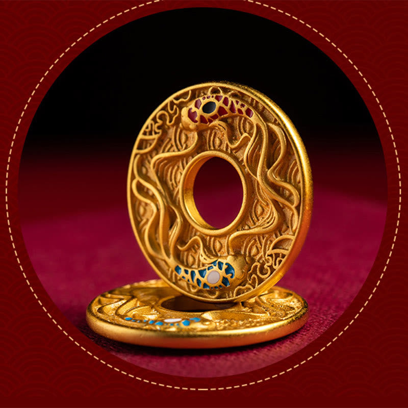 Buddha Stones Podwójna Ryba Koi Klamra Spokoju Brelok Do Kluczy Bogactwo Szczęście