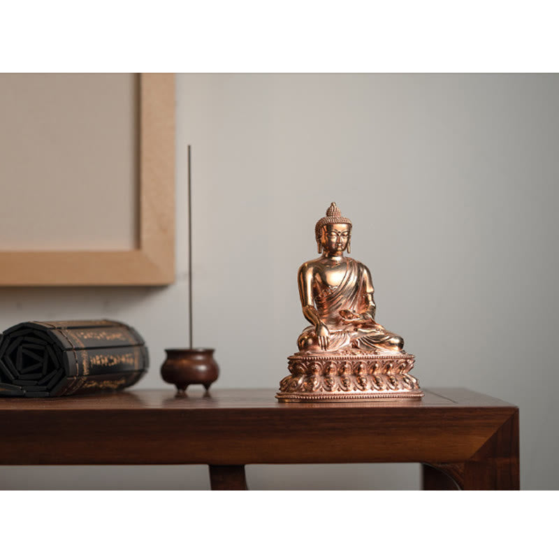 Figurka Buddy Gautama Shakyamuni Spokój Miedziana Statua Dekoracja Domu