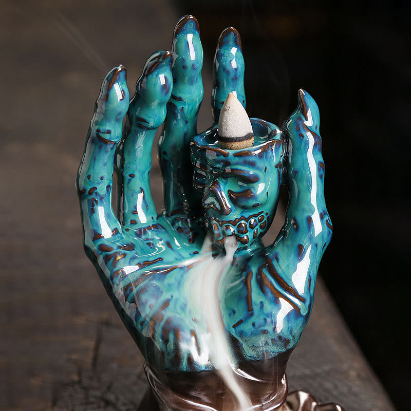 Buddha Stones Halloween Duch Ręka Czaszka Głowa Ceramiczny Pokój Uzdrawiający Kadzidło Palnik Dekoracja