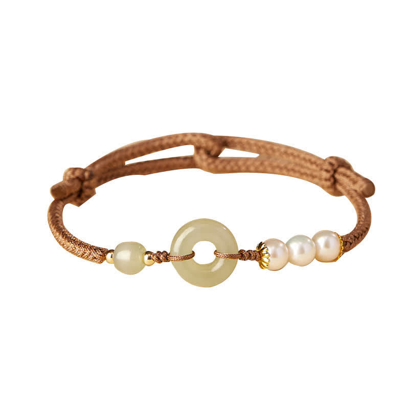 Bransoletka z naturalnych Buddha Stones Hetian Jade Pearl Peace Buckle Luck