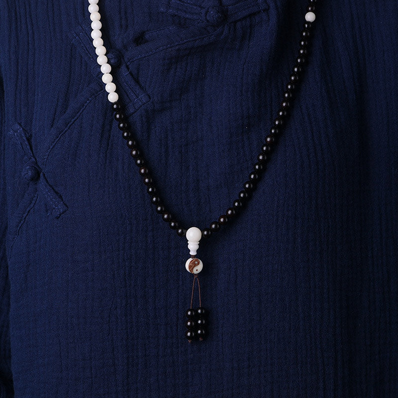 Buddha Stones Hebanowy Naszyjnik Ochronny YinYang Mala