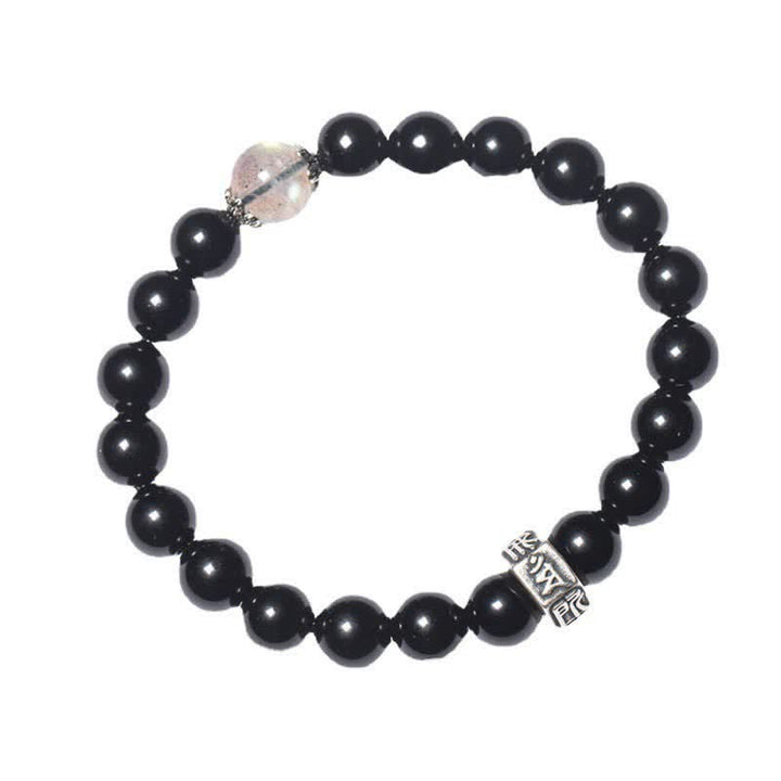 Chiński zodiak Natal Buddha 925 Srebro Sterling Czarny Obsydian Moonstone Bransoletka Siła