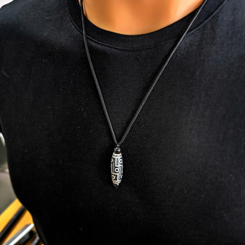 Buddha Stones Tybet Dziewięciooki Dzi Koralik Wzór Miedziany Pomyślny Chmury Bogactwo Naszyjnik Wisiorek