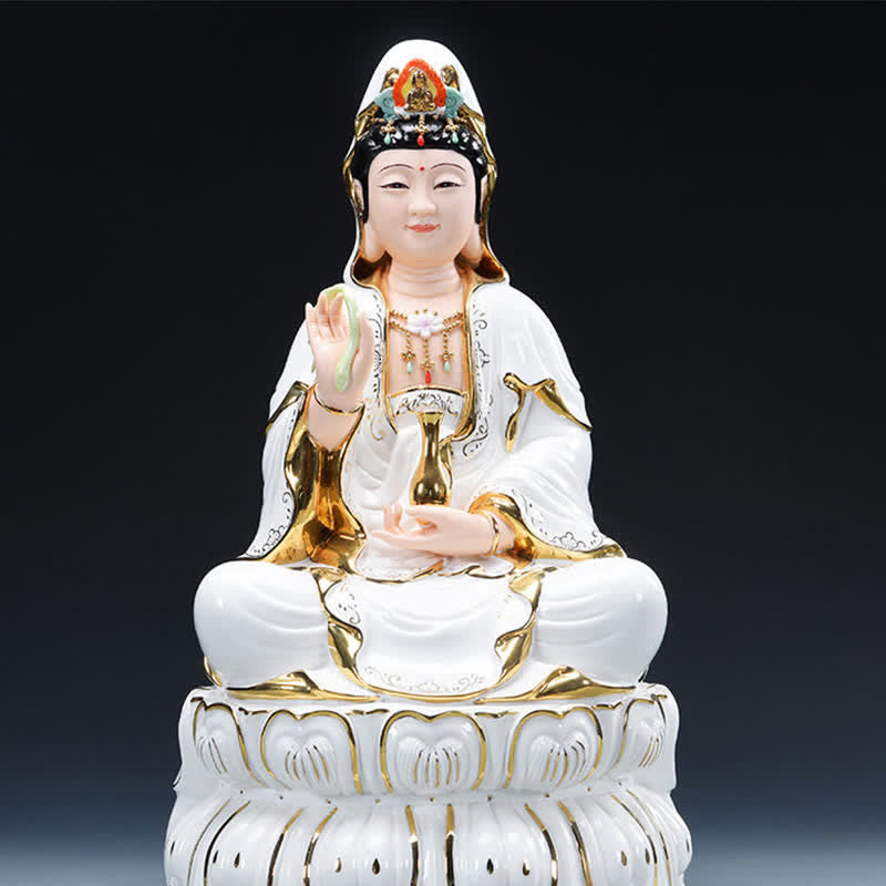 Chenrezig Bodhisattwa Awalokiteśwara Sukces Ceramiczna Statuetka Dekoracja Domu
