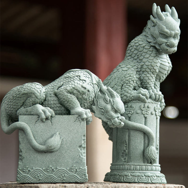 Buddha Stones Feng Shui Stojący Siedzący Smok Sukces Szczęście Dekoracja Domu
