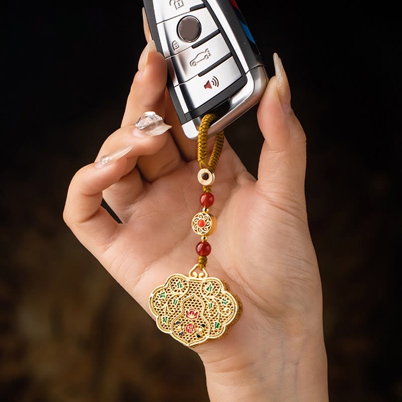 Buddha Stones Kłódka Dobrych Życzeń Fu Charakter Szczęście Błogosławieństwo Brelok