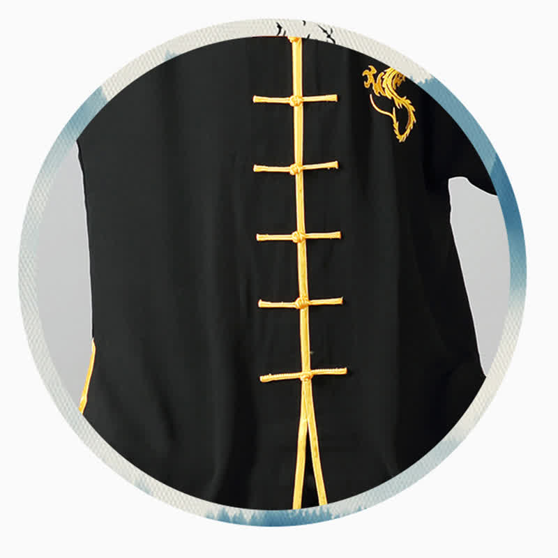 Buddha Stones Smok Haftowane Qi Gong Zen Praktyka Duchowa Medytacja Modlitwa Jednolity Zestaw Ubrań Unisex - image 11