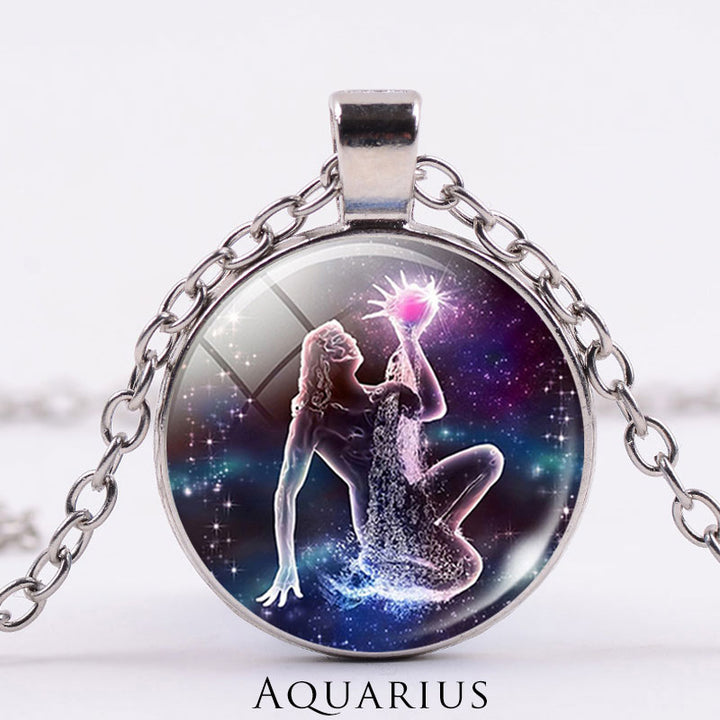 12 konstelacji zodiaku Księżyc Gwiaździste niebo Ochrona Błogosławieństwo Naszyjnik Wisiorek