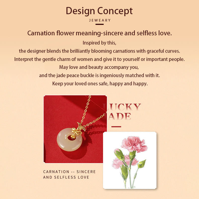 Buddha Stones 925 Srebro Sterling Naturalny Hetian Jade Kwiat Goździka Naszyjnik Wisiorek Dobrobytu - image 8