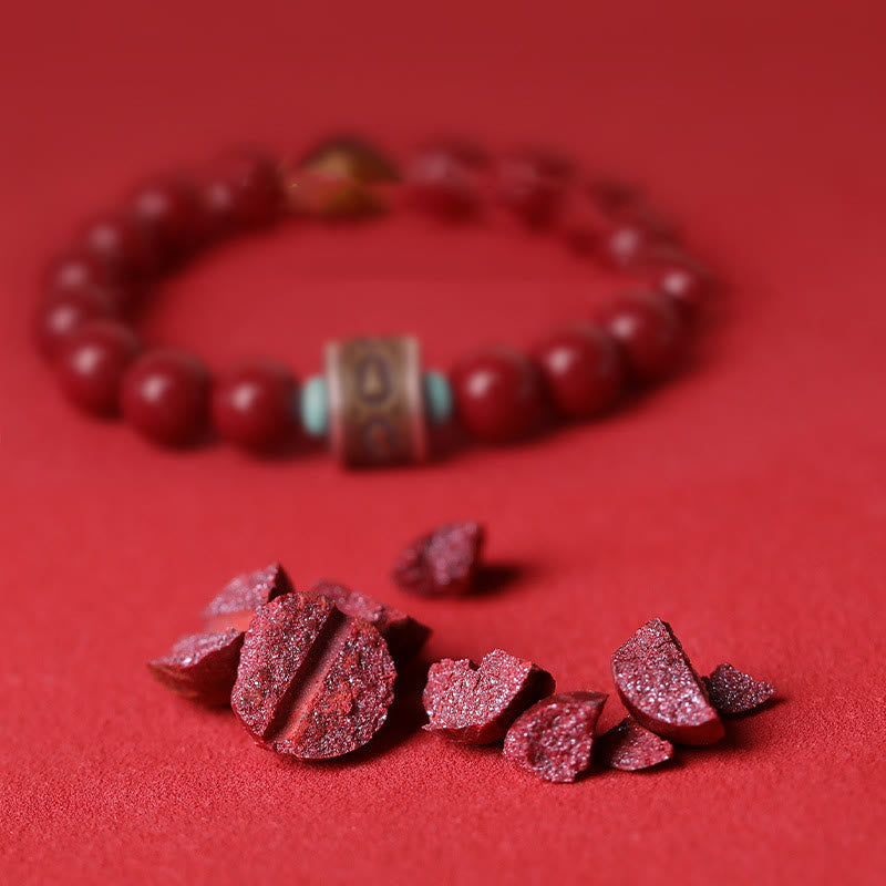 Buddha Stones 925 Srebro Sterlingowe Chiński Zodiak Natal Budda Cynober Om Mani Padme Hum Spokojna Bransoletka