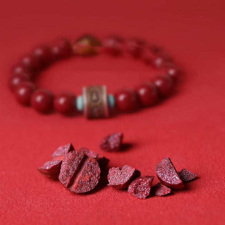 Buddha Stones 925 Srebro Sterlingowe Chiński Zodiak Natal Budda Cynober Om Mani Padme Hum Spokojna Bransoletka