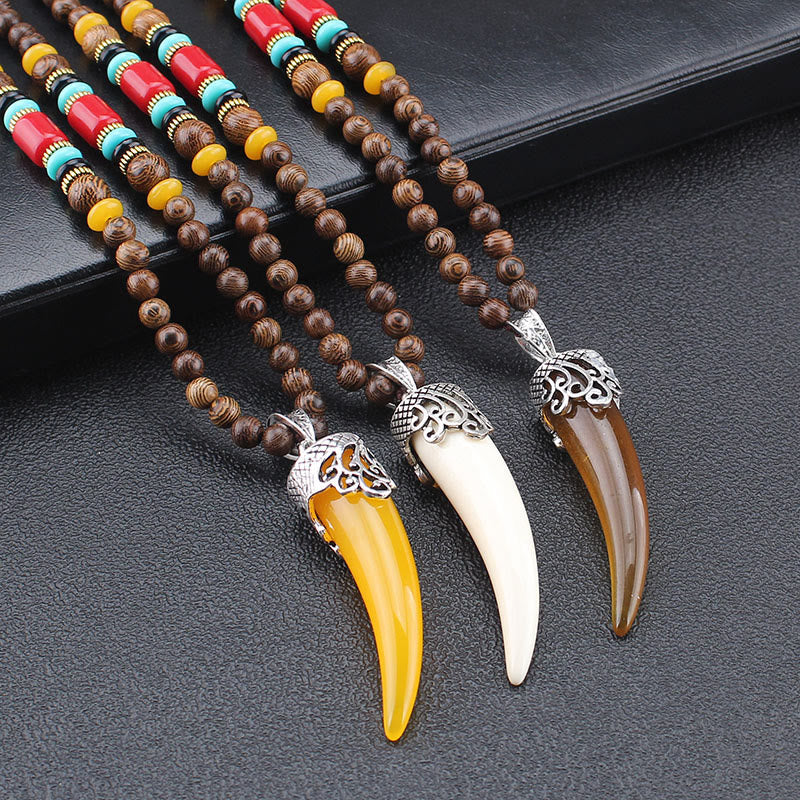 Wisiorek z kamienia wenge wood turquoise horn protection meditation style