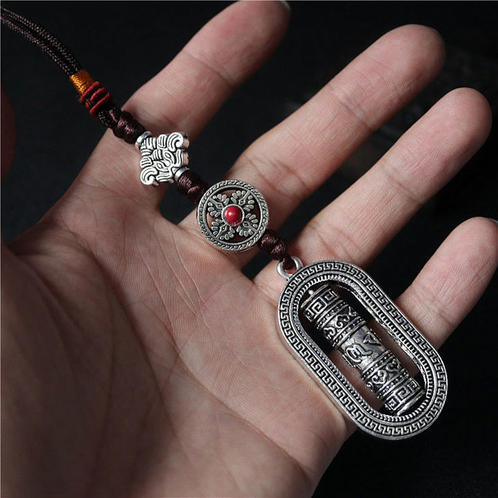 Buddha Stones Tybet Om Mani Padme Hum Koło Modlitewne Pokój Obrotowa Dekoracja Wisząca Samochodu