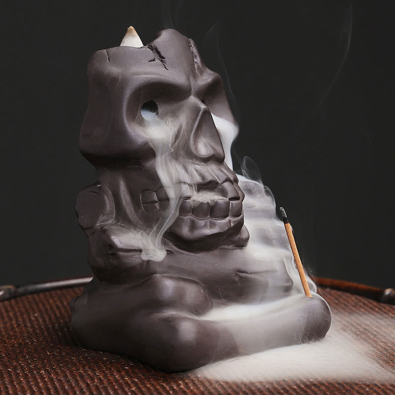 Buddha Stones Halloween Czaszka Głowa Fioletowa Glina Uzdrawiająca Kadzielnica Dekoracja
