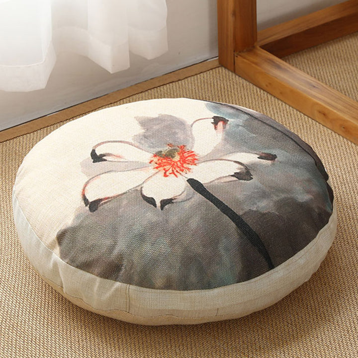Buddha Stones Lotos Prosty Wzór Lniana Poduszka Medytacyjna Siedzenie Dekoracja Domu Salon - Odłączany - 40cm*10cm - OldLace - image 33