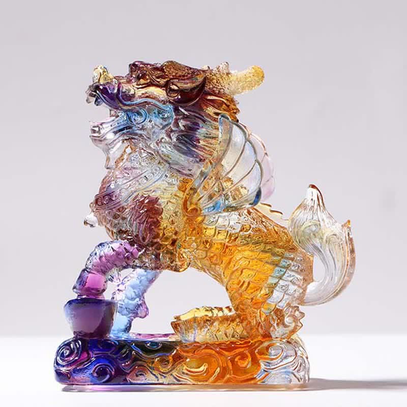 Feng Shui Kirin ręcznie robiony kryształowy element sztuki Liuli Fortune Home Office Decoration