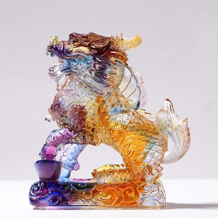 Feng Shui Kirin ręcznie robiony kryształowy element sztuki Liuli Fortune Home Office Decoration
